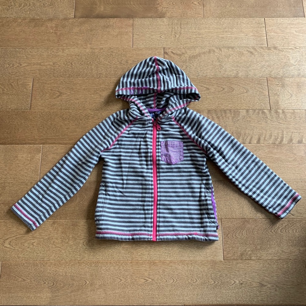 2/$10 SOURIS MINI Girls zip up striped hoodie size 4